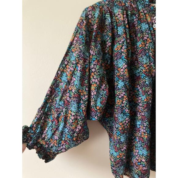 DOEN Rose Top in Navy Lady Bird Floral Print XS - Picture 6 of 12